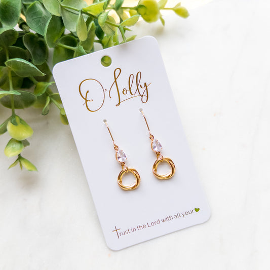 Petite Teardrop Crystal & Gold Knot Earrings “Kylie”