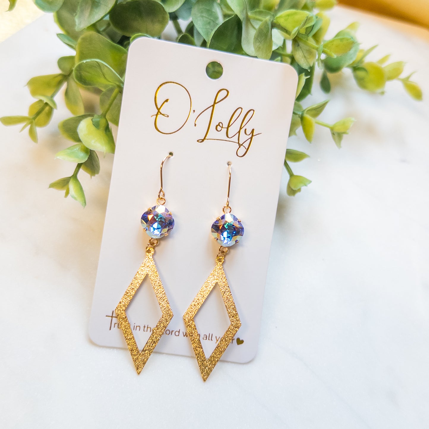 Blue Aurora Geometric Statement Earrings “Glory”