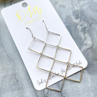 O’Lolly “Eden” Earrings - Platinum Plated Rhombus Dangles