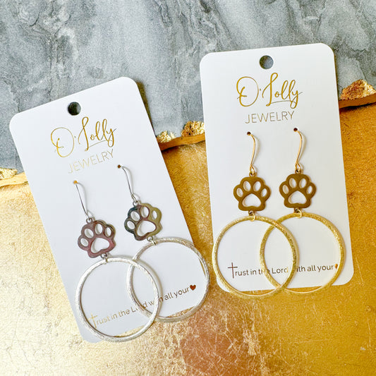 O’Lolly Paw Print Dangle Earrings