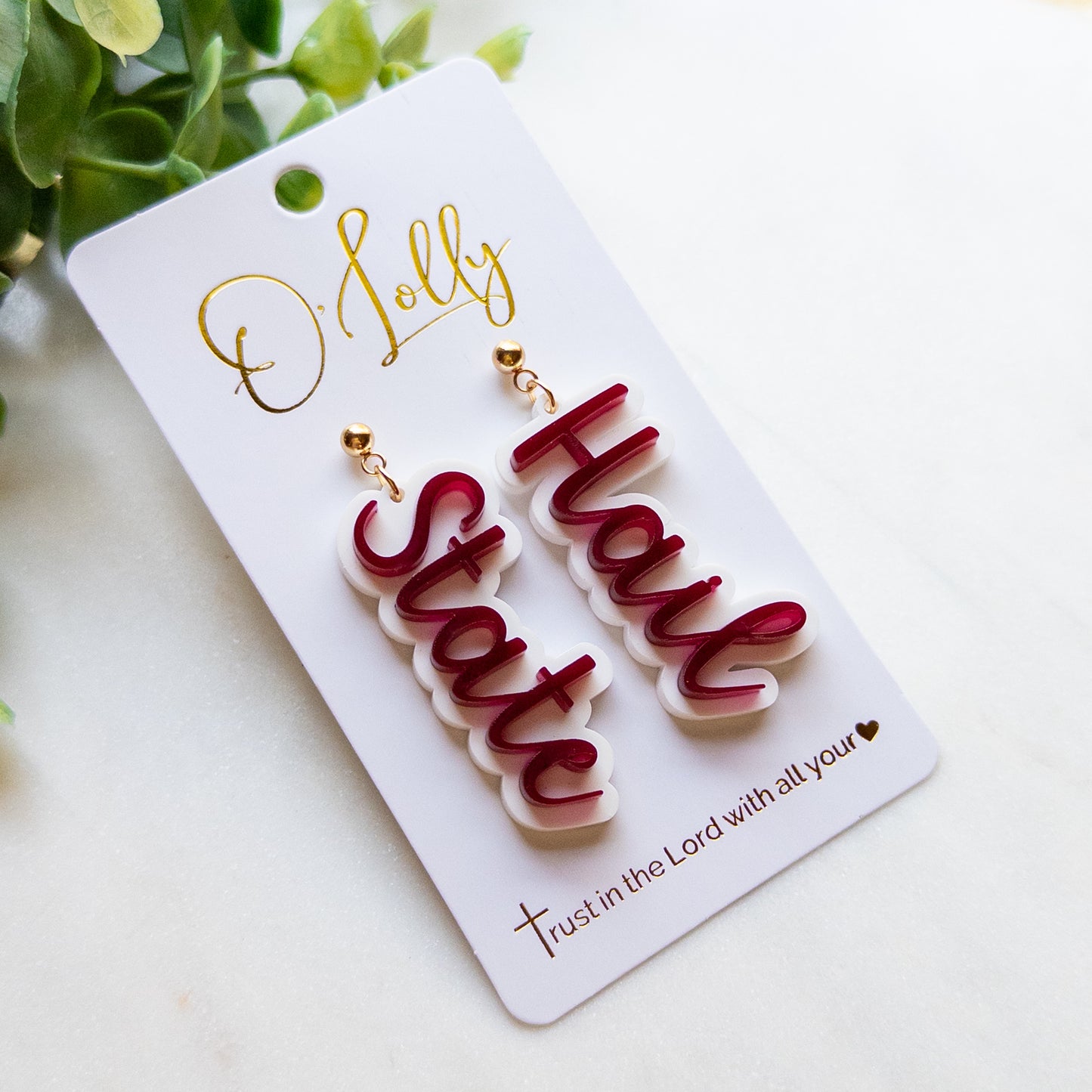 MS State Game Day Earrings | Maroon & White MSU Statement Earrings
