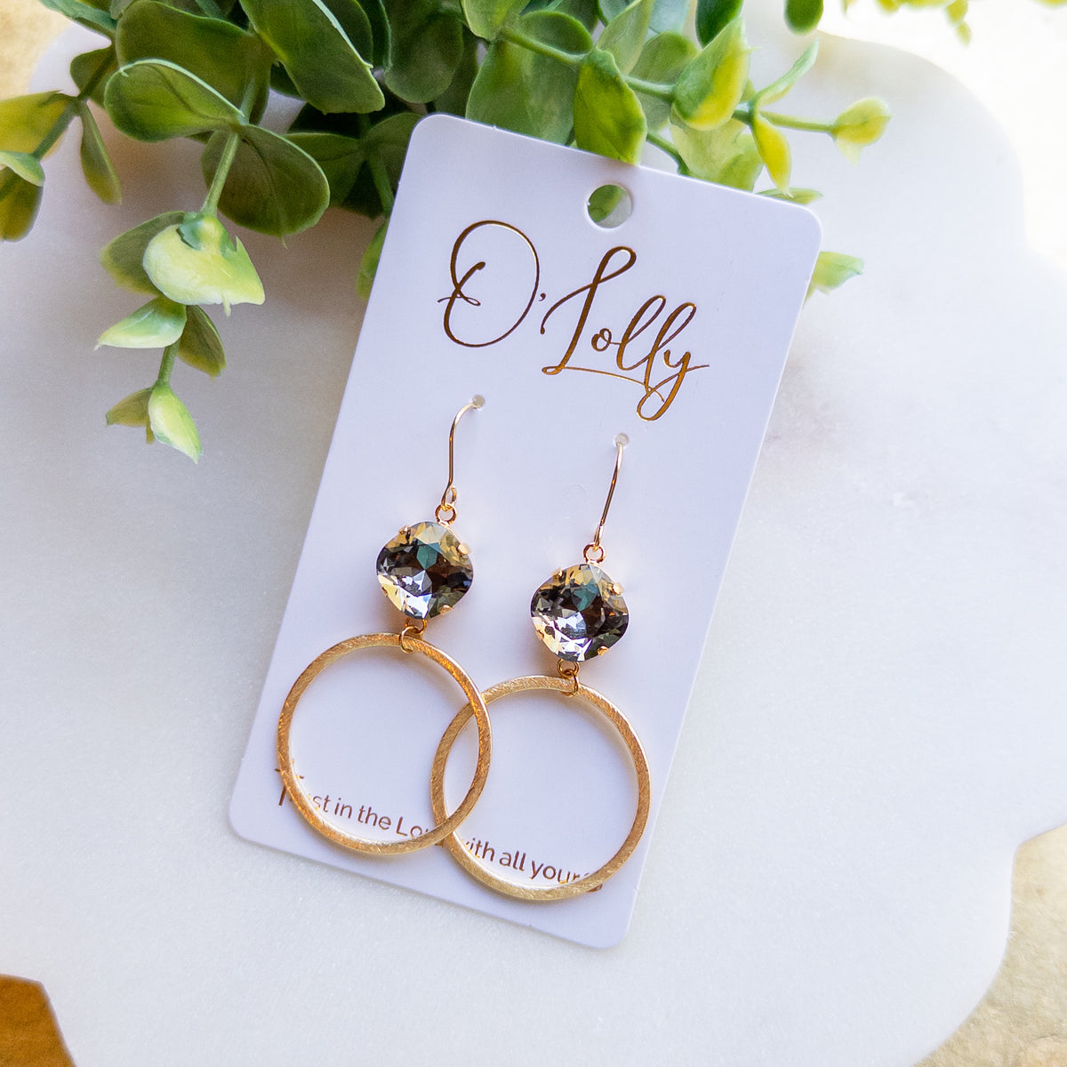 Sienna Crystal & Gold Hoop Drop Earrings