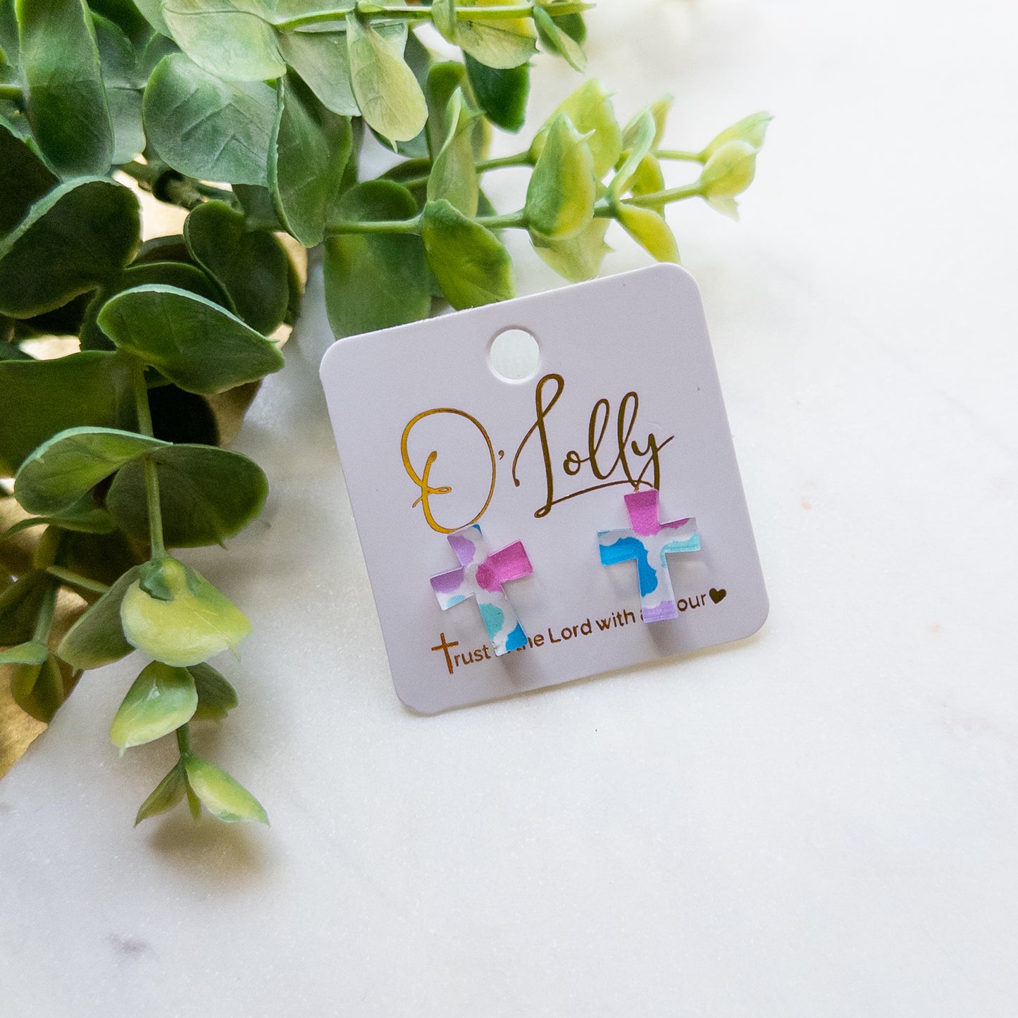 Colorful Cross Acrylic Stud Earrings