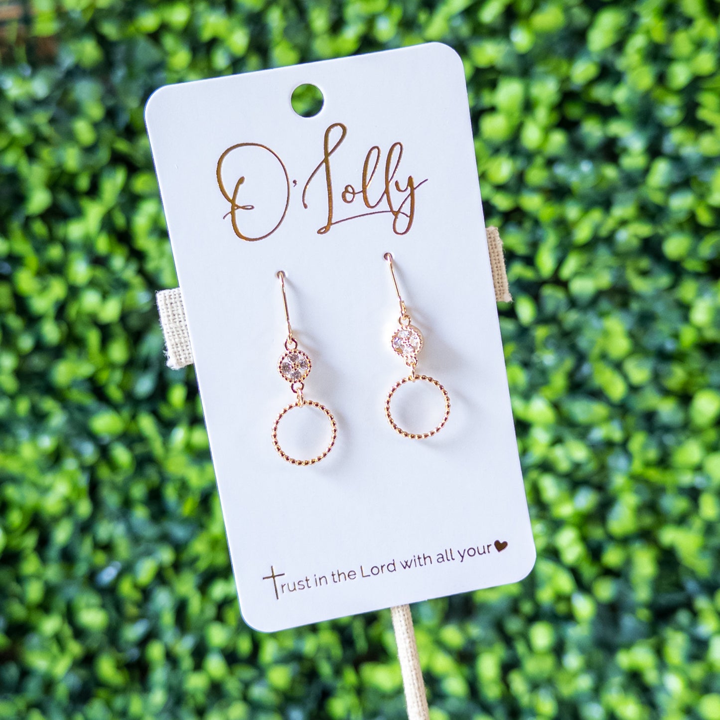 Petite Crystal Halo Circle Dangle Earrings “Elle”