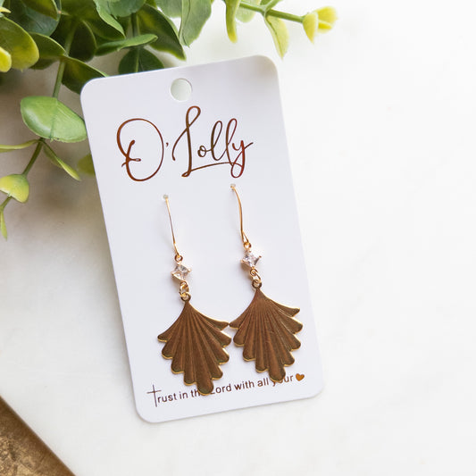 ✨SALE✨ Small Clear Connection w/Gold Fan Dangle