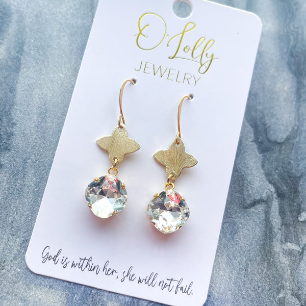 O’Lolly “Maddie” Earrings - Gold Flower w/Clear Stone
