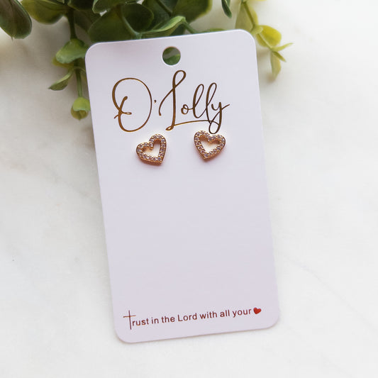 Gold Cubic Zirconia Open Heart Studs