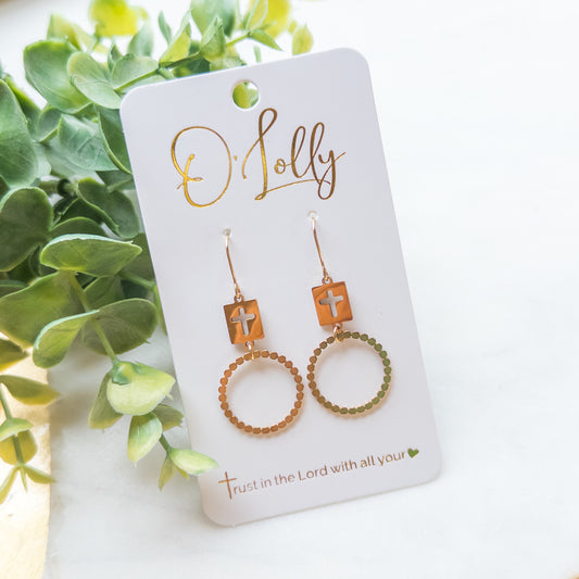 Square Cross Connector w/Textured Hoop “Selah”