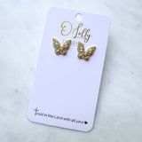 O’Lolly “Vanna” Earrings- Gold CZ Butterfly Studs