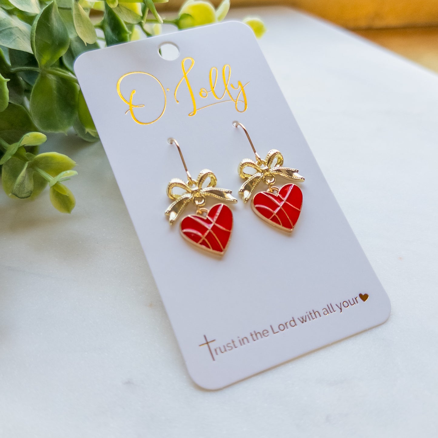 Basketball Heart Dangle Earrings w/Gold Bow