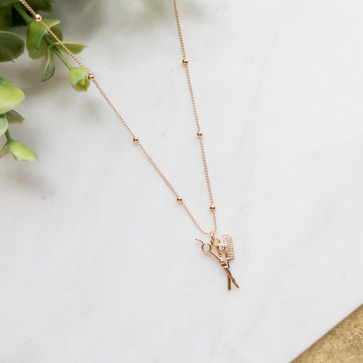 Gold Plated Hair Tools One Charm Necklace