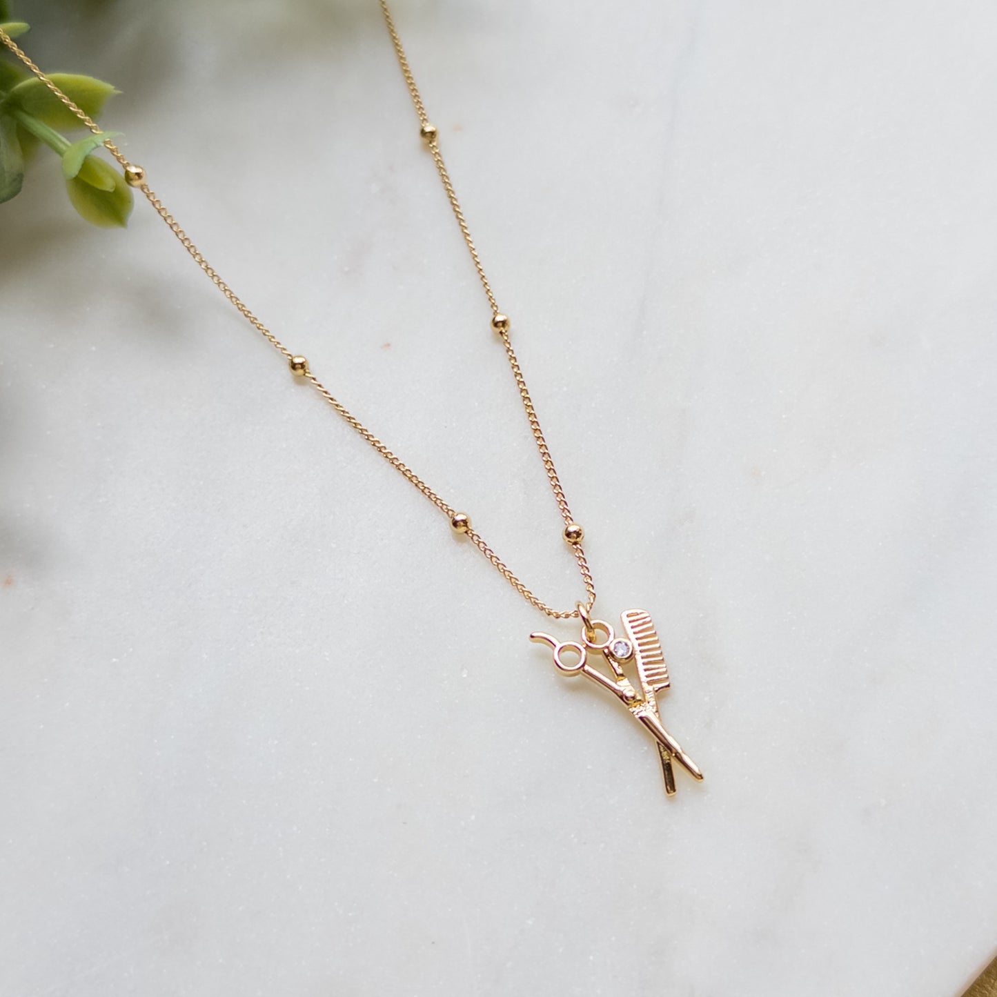 Gold Plated Hair Tools One Charm Necklace