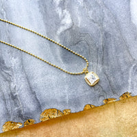 O’Lolly 18k Gold Plated Chain w/Square CZ Pendant Necklace