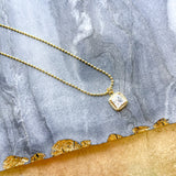 O’Lolly 18k Gold Plated Chain w/Square CZ Pendant Necklace