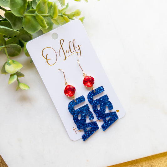 Glitter USA Statement Dangle Earrings