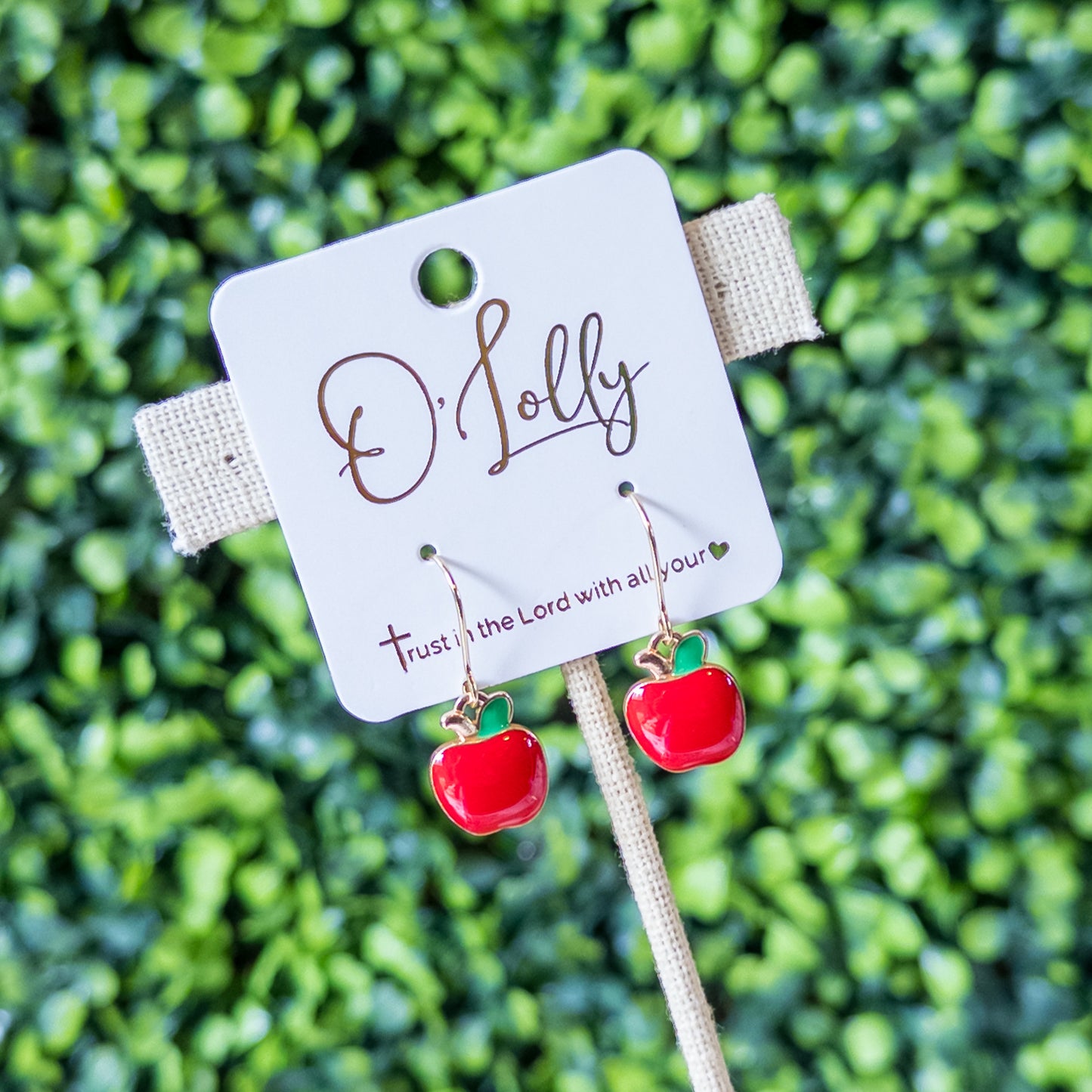 Mini Red Apple Drop Earrings