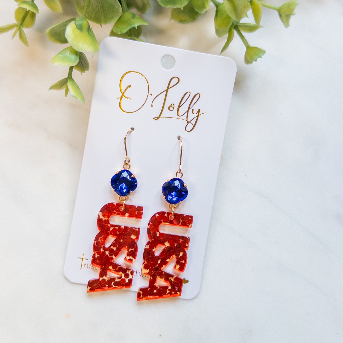 Glitter USA Statement Dangle Earrings