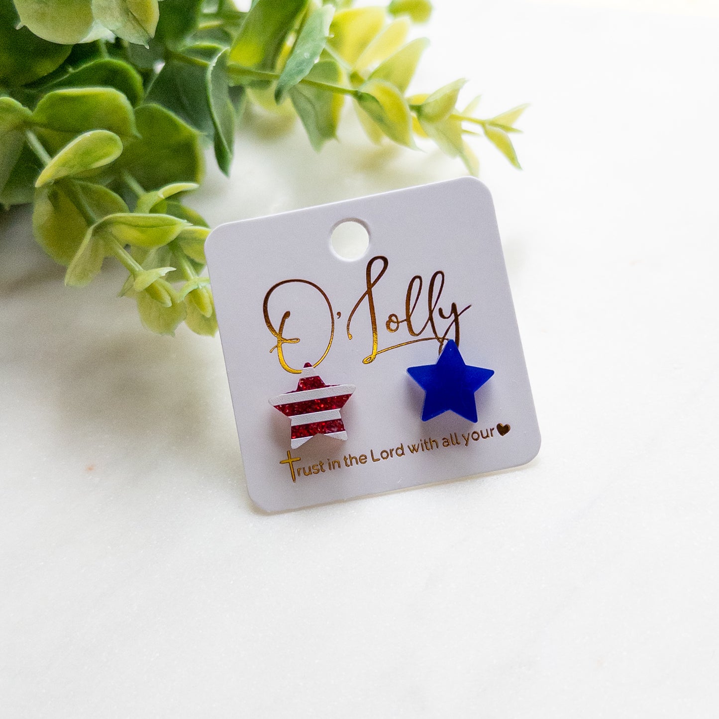 Patriotic Star Stud Earrings – Red, White & Blue Acrylic Earrings