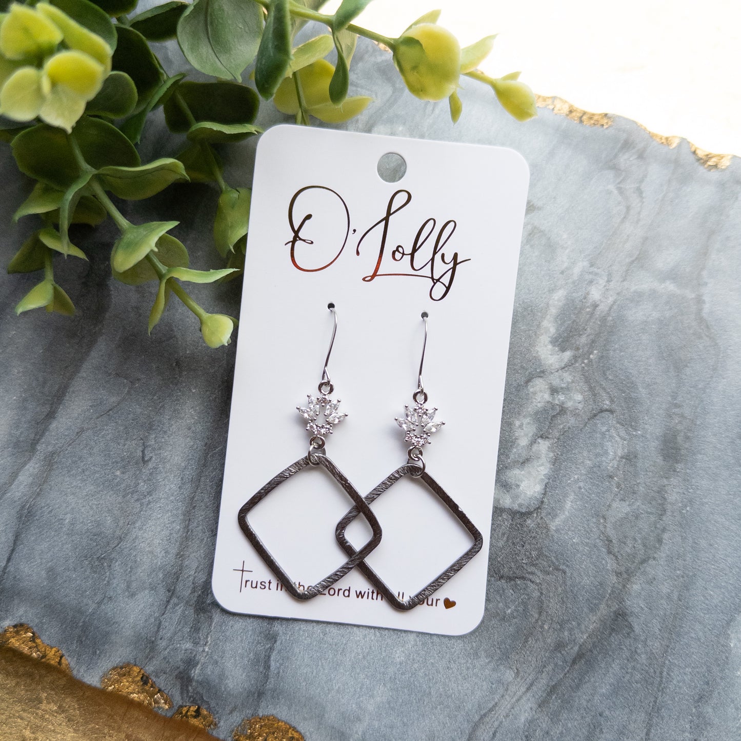 Silver Connector w/Gunmetal Silver Dangle (SALE)