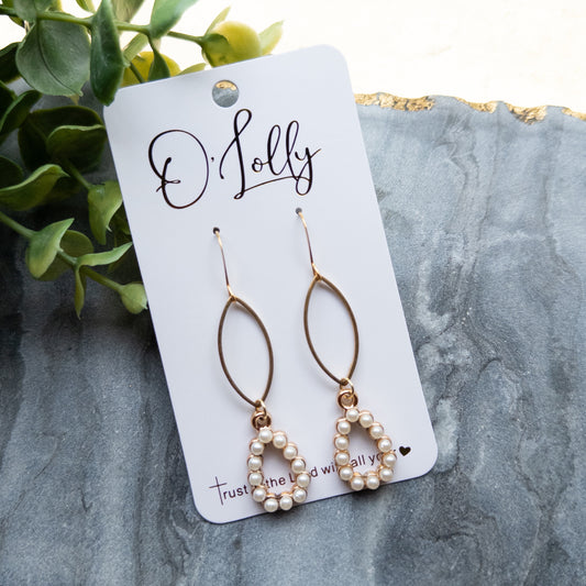 Open Gold Leaf w/Pear Teardrop Dangle (SALE)