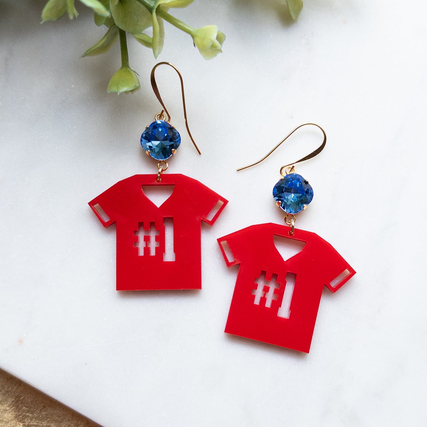 School Football Jersey w/Stone Earrings