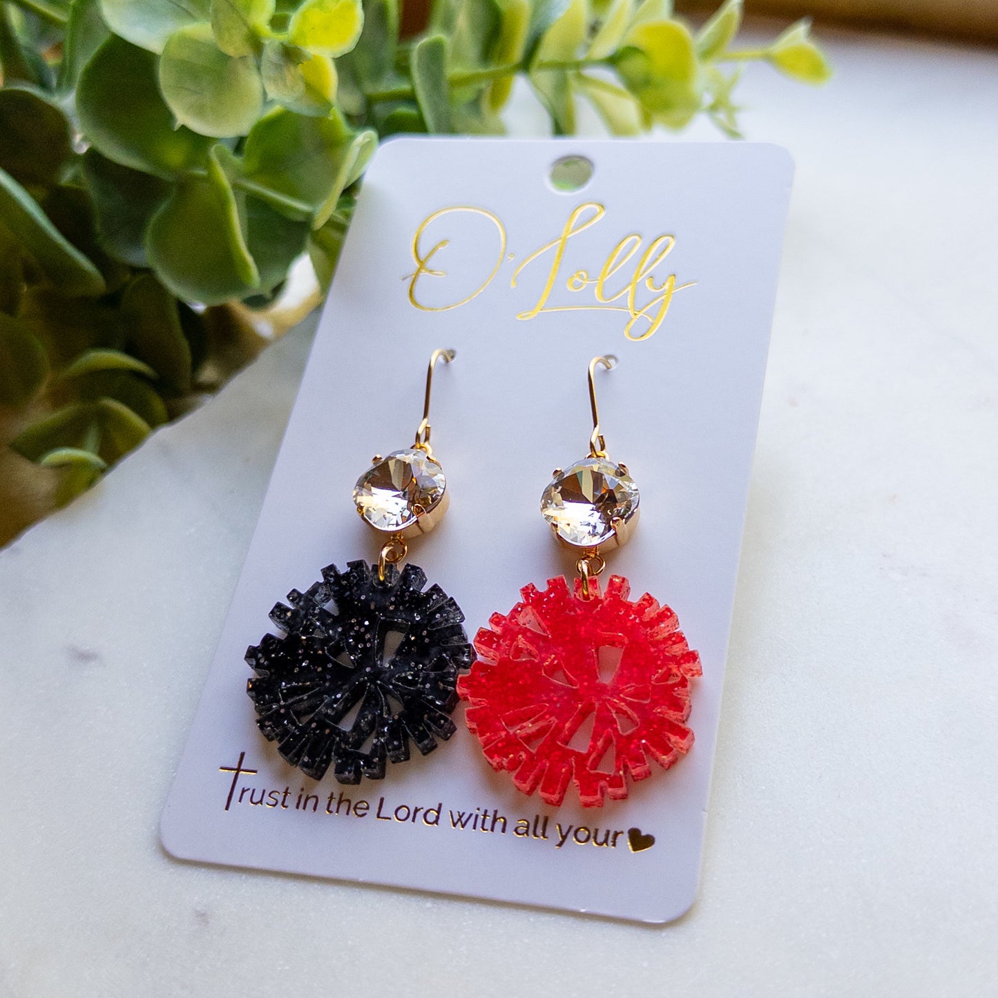 Pom Pom Dangle Earrings – Custom School Spirit Colors