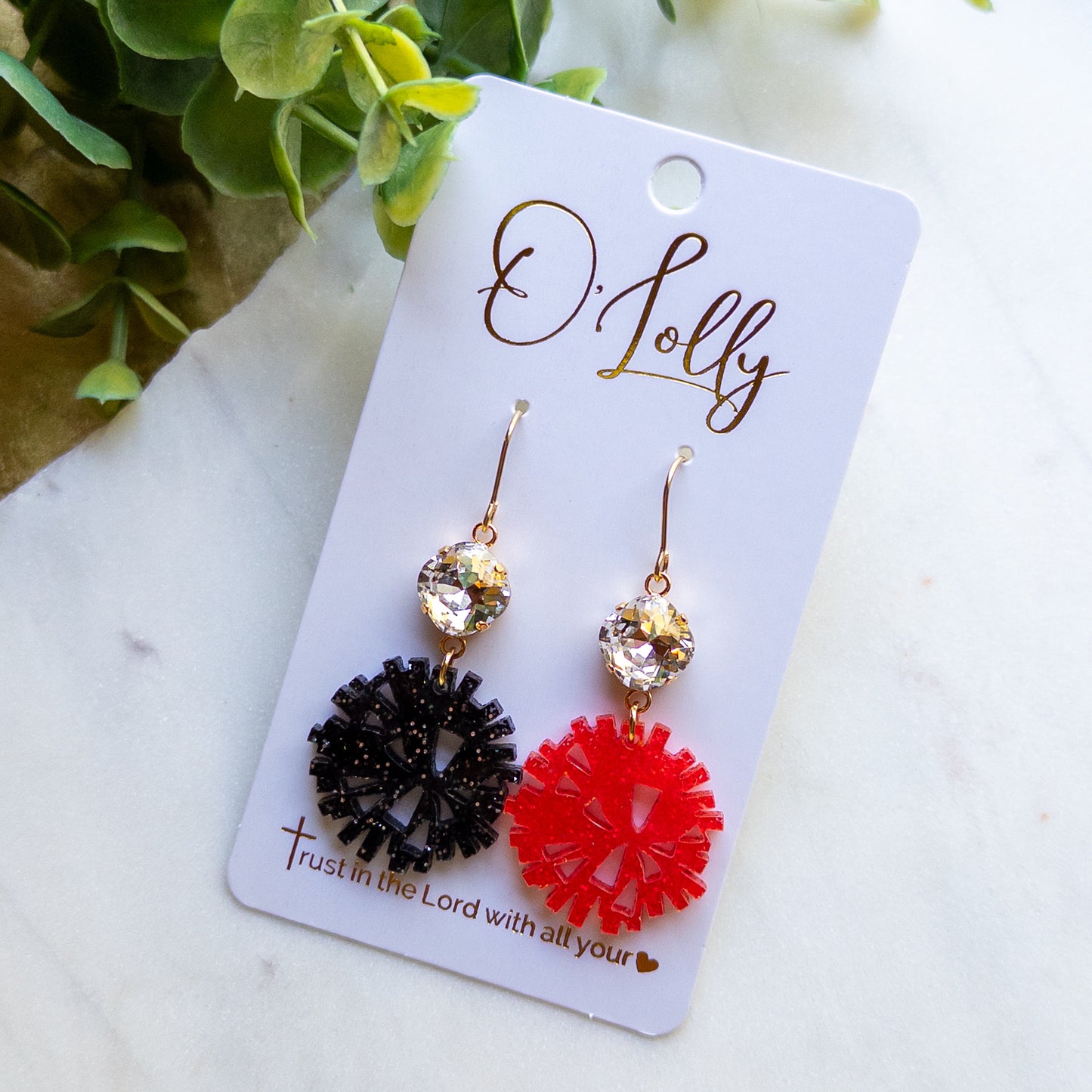 Pom Pom Dangle Earrings – Custom School Spirit Colors