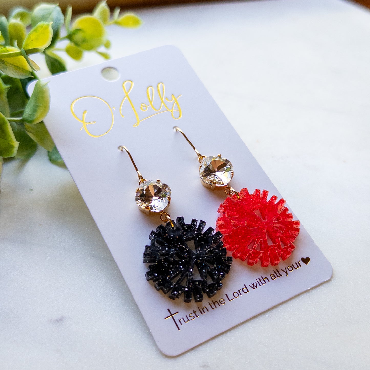 Pom Pom Dangle Earrings – Custom School Spirit Colors