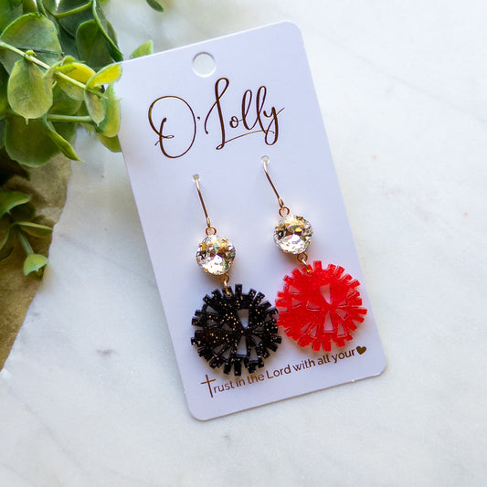 Pom Pom Dangle Earrings – Custom School Spirit Colors