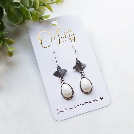 Gun Metal Pearl Drop Earrings (SALE)