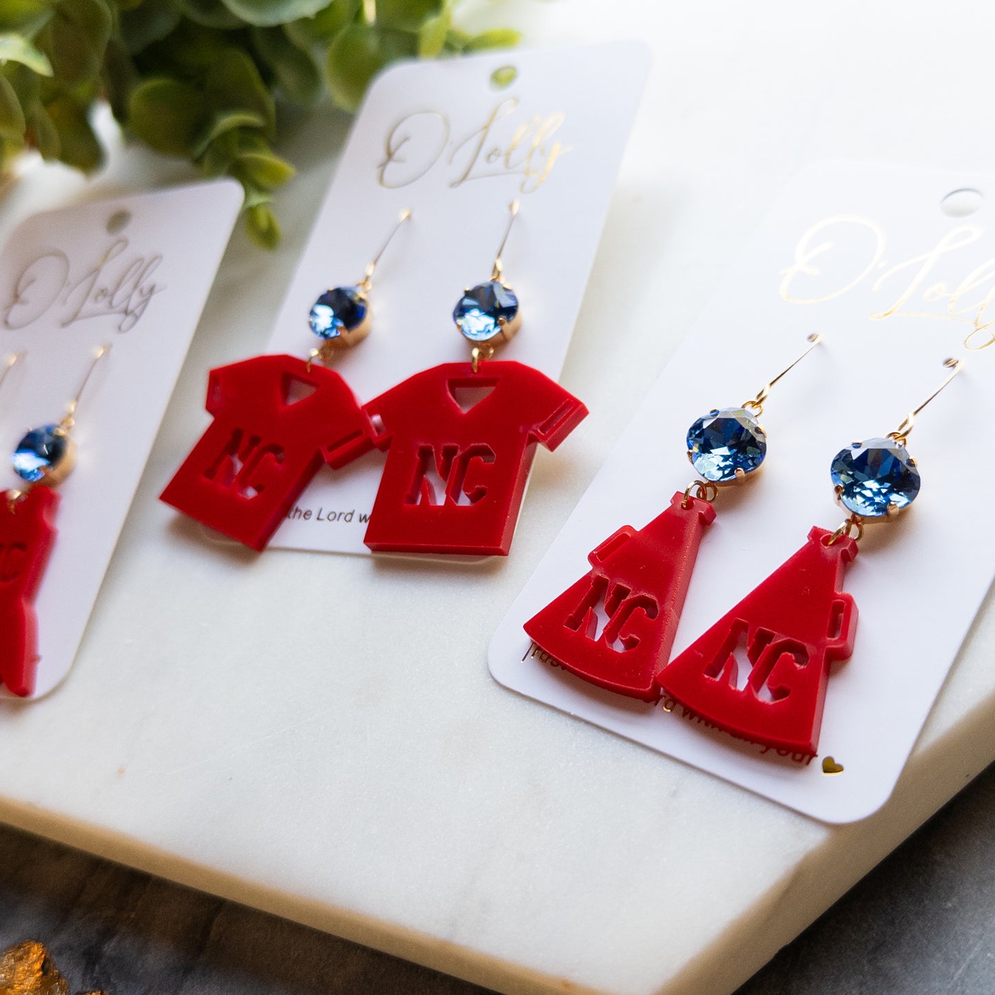 NC Red/Blue Football Season Earrings