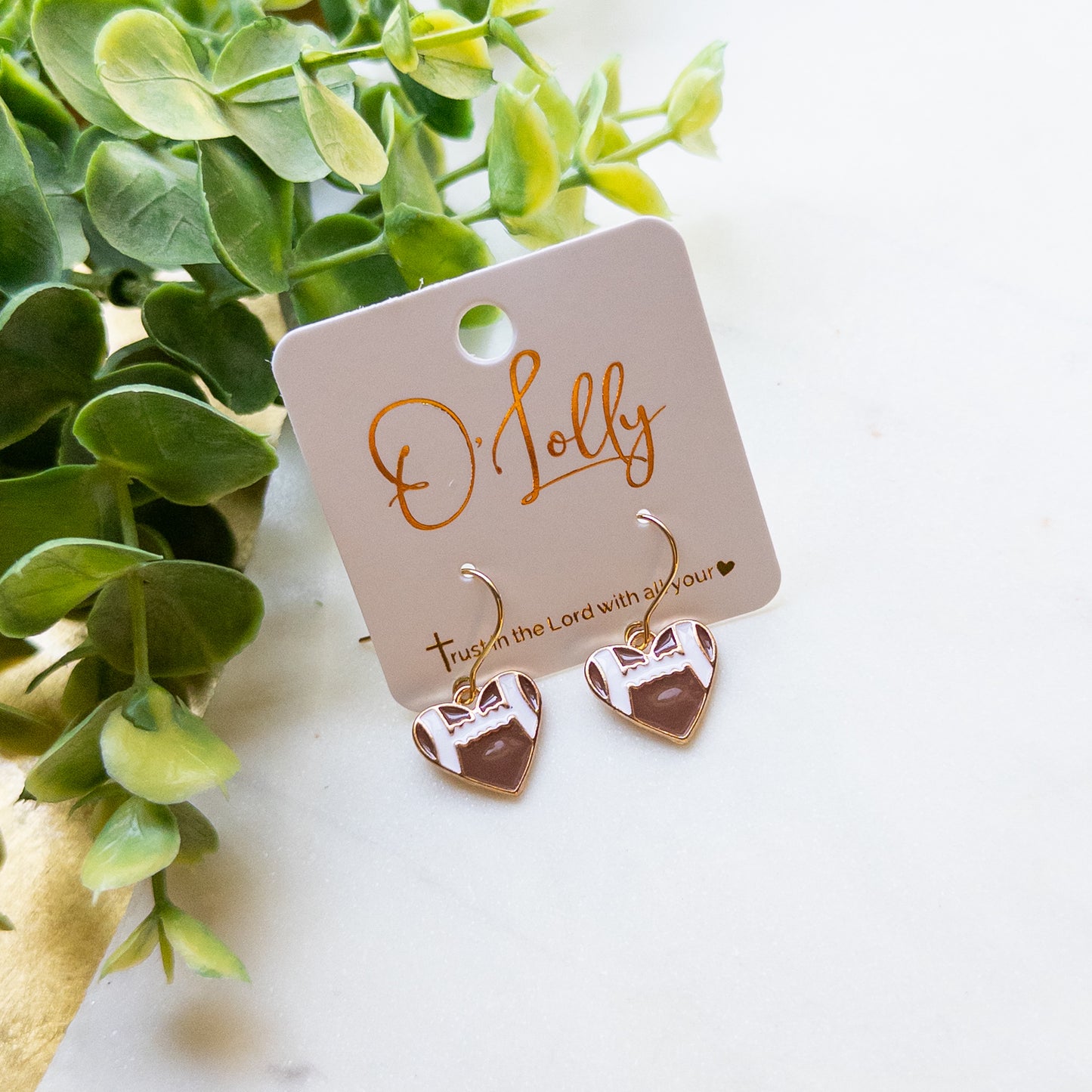 Football Heart Mini Earrings