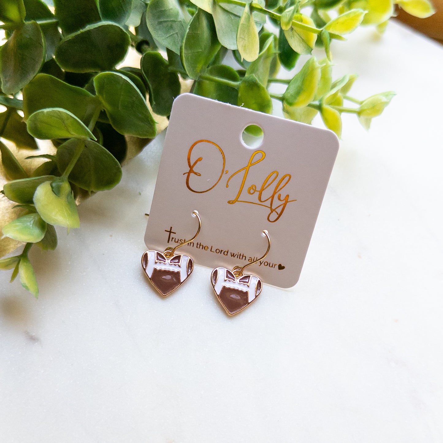 Football Heart Mini Earrings