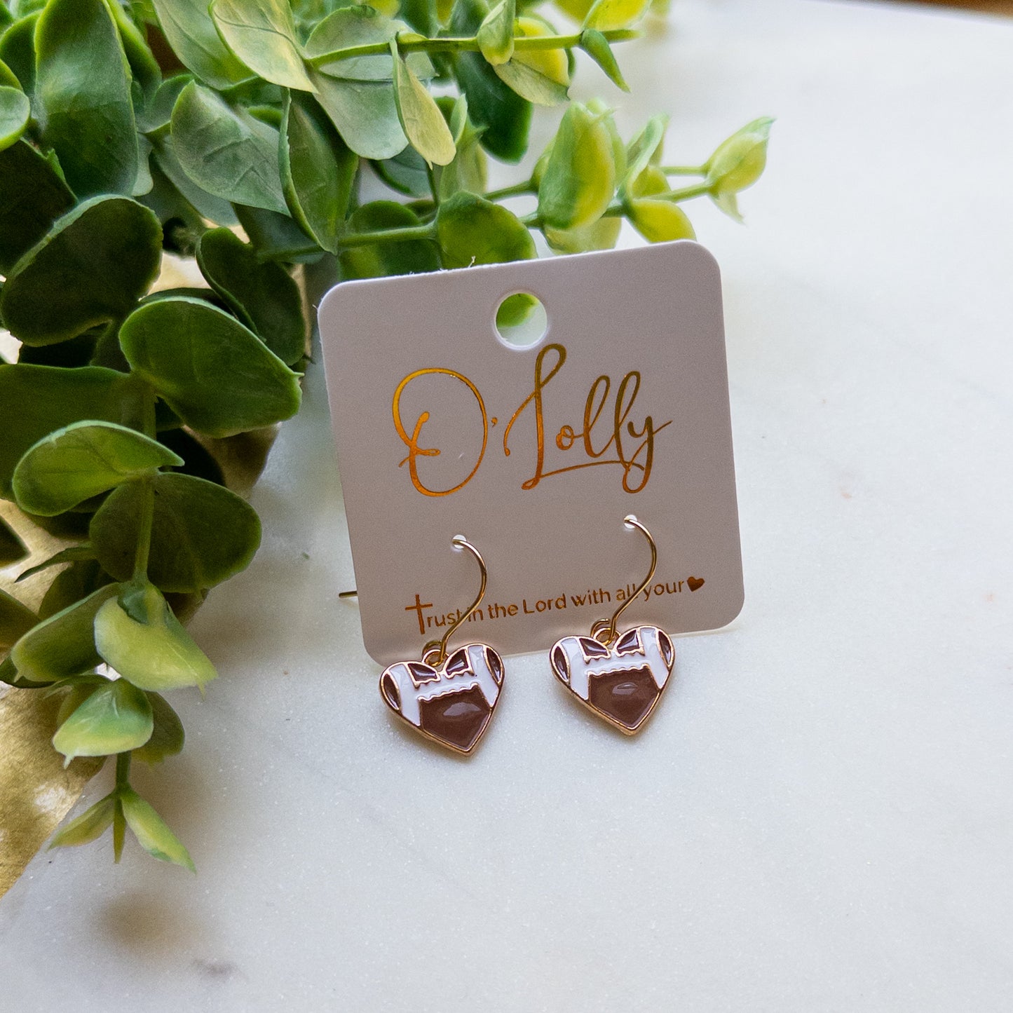 Football Heart Mini Earrings