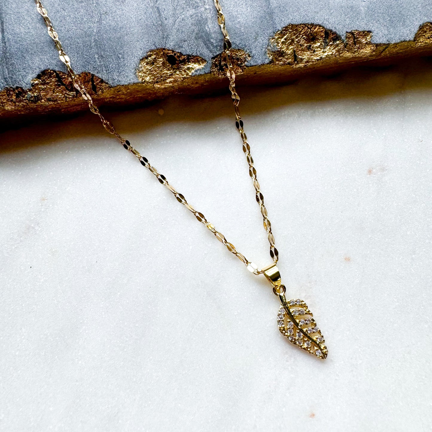 O’Lolly CZ Gold Leaf Necklace