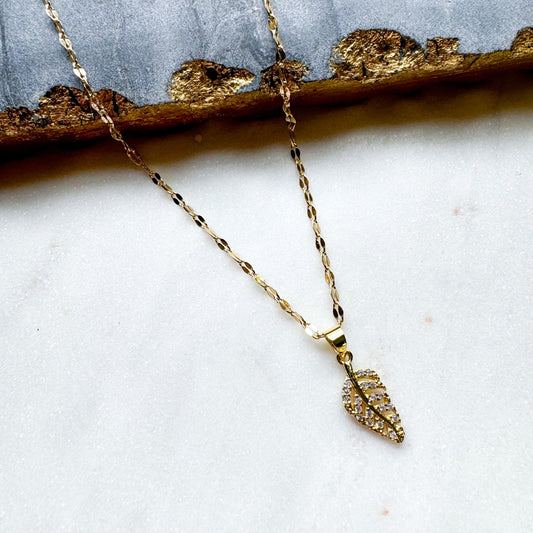 O’Lolly CZ Gold Leaf Necklace