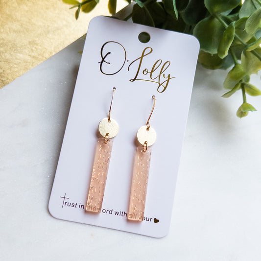 Clear Glitter Champagne Bar w/Gold Disc “Rosè”