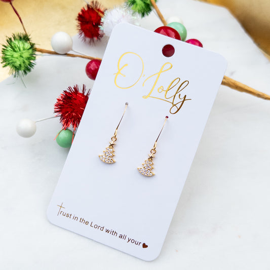 Mini Gold Sparkle Christmas Tree Earrings