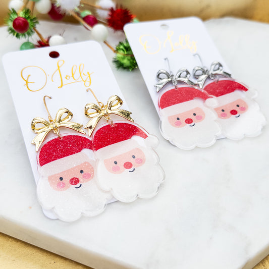 Santa Faces w/Bow Earrings
