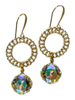 O'Lolly "Shelia" Earrings - Gold Connector w/Sunset Stone Dangle