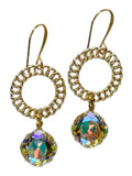 O'Lolly "Shelia" Earrings - Gold Connector w/Sunset Stone Dangle