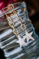 O'Lolly "Katy" Earrings - Gold Chain w/White Star Dangle