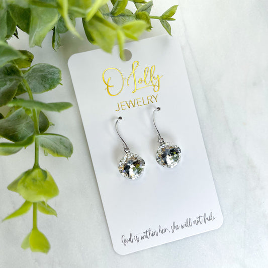 O'Lolly "Remi" Earrings - Silver Clear Stone Dangle
