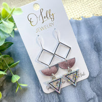 O'Lolly "Kenley" Earrings - Silver Connectors w/AB Triangle Charm