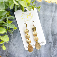 O'Lolly "Luna" Earrings - Gold Discs w/Teardrop Dangle